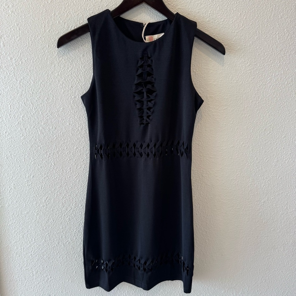 L'ATISTE Black Mini Dress with Ruffle Detail - BRAND NEW
